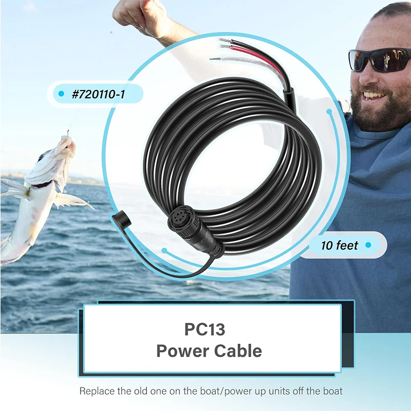720110-1 PC13 Power Cable for Humminbird APEX, XPLORE Fishfinder, MEGA Live Imaging and MEGA Live Imaging TargetLock （10 feet）