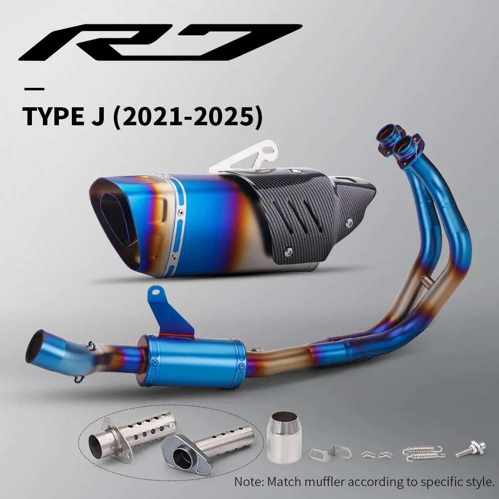 Uitlaatsysteemset van roestvrij staal voor R7 FZ07 XSR7 K10 2021-2025, geschikt voor motorfietsen, hoge prestaties, compleet.
