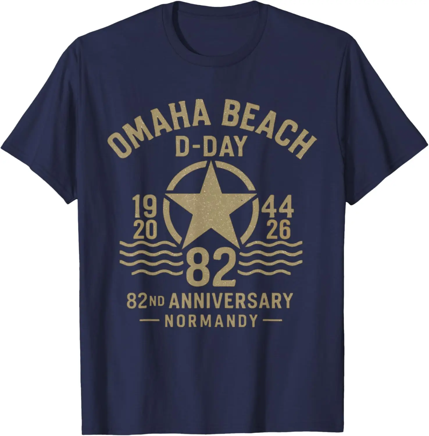 D-Day 82nd Anniversary 2026 Normandy D-Day Omaha Beach 1944 T-Shirt Men's Cotton T-shirts Summer Short Sleeve Streetwear view 2