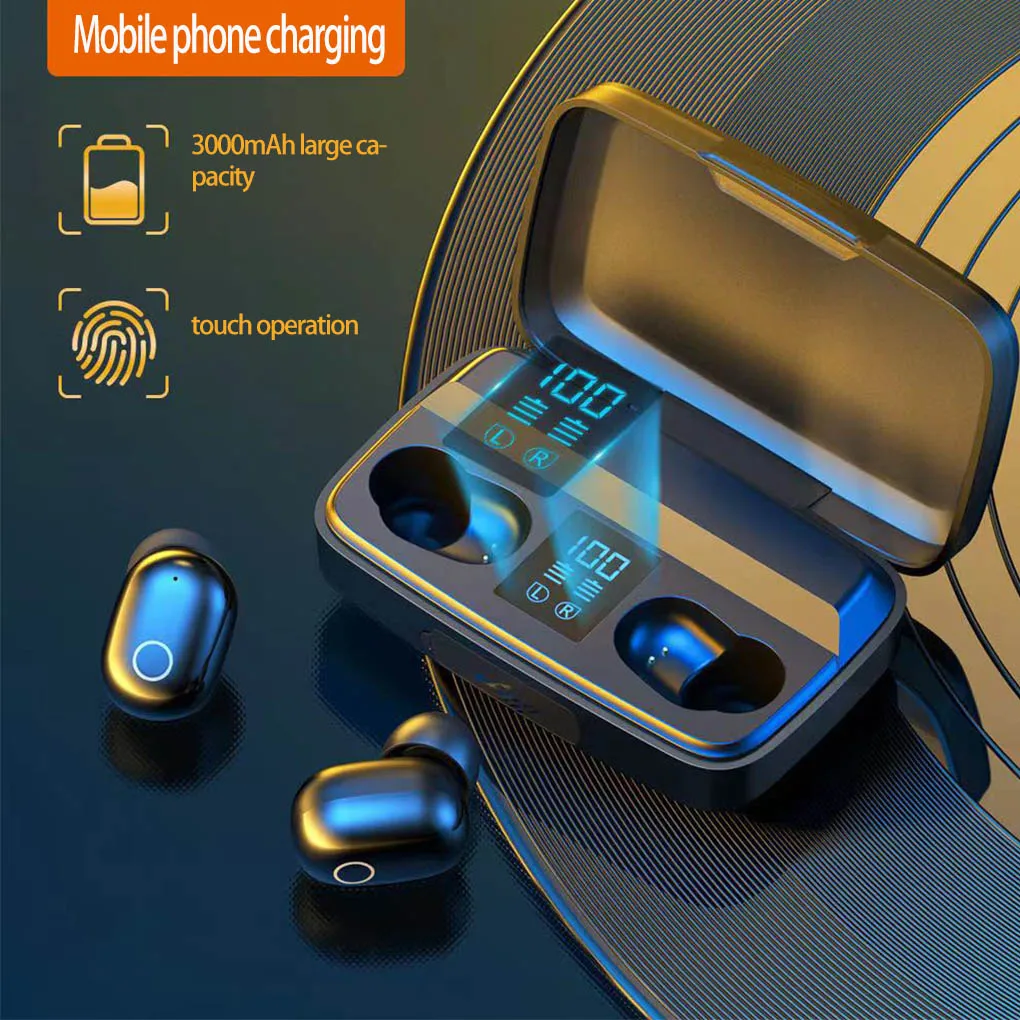 Fone De Ouvido Compatível Bluetooth Com Caixa De Carregamento, Auricular Sem Fio