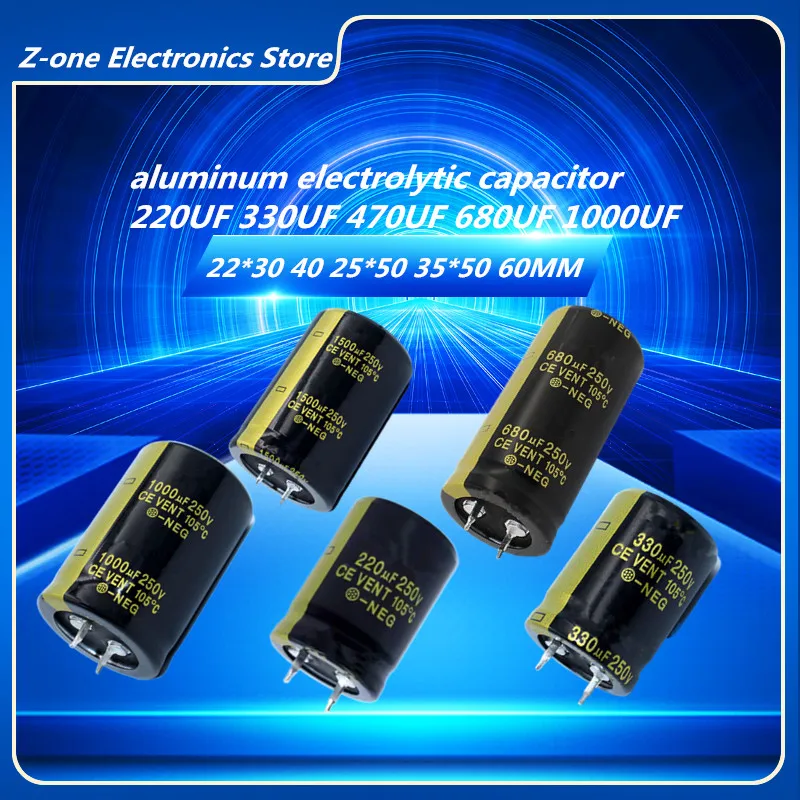 2Pcs  Audio Electrolytic Capacitor 250V 220UF 330UF 470UF 680UF 1000UF 2200UF For Audio Hifi Amplifier High Frequency Low ESR