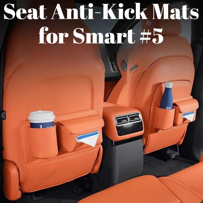 Rear Seat Anti-Kick Mats, Backseat Storage Hanging Bag & Tissue Box, Car Protective Storage Accessories For Smart #5 2024-2026