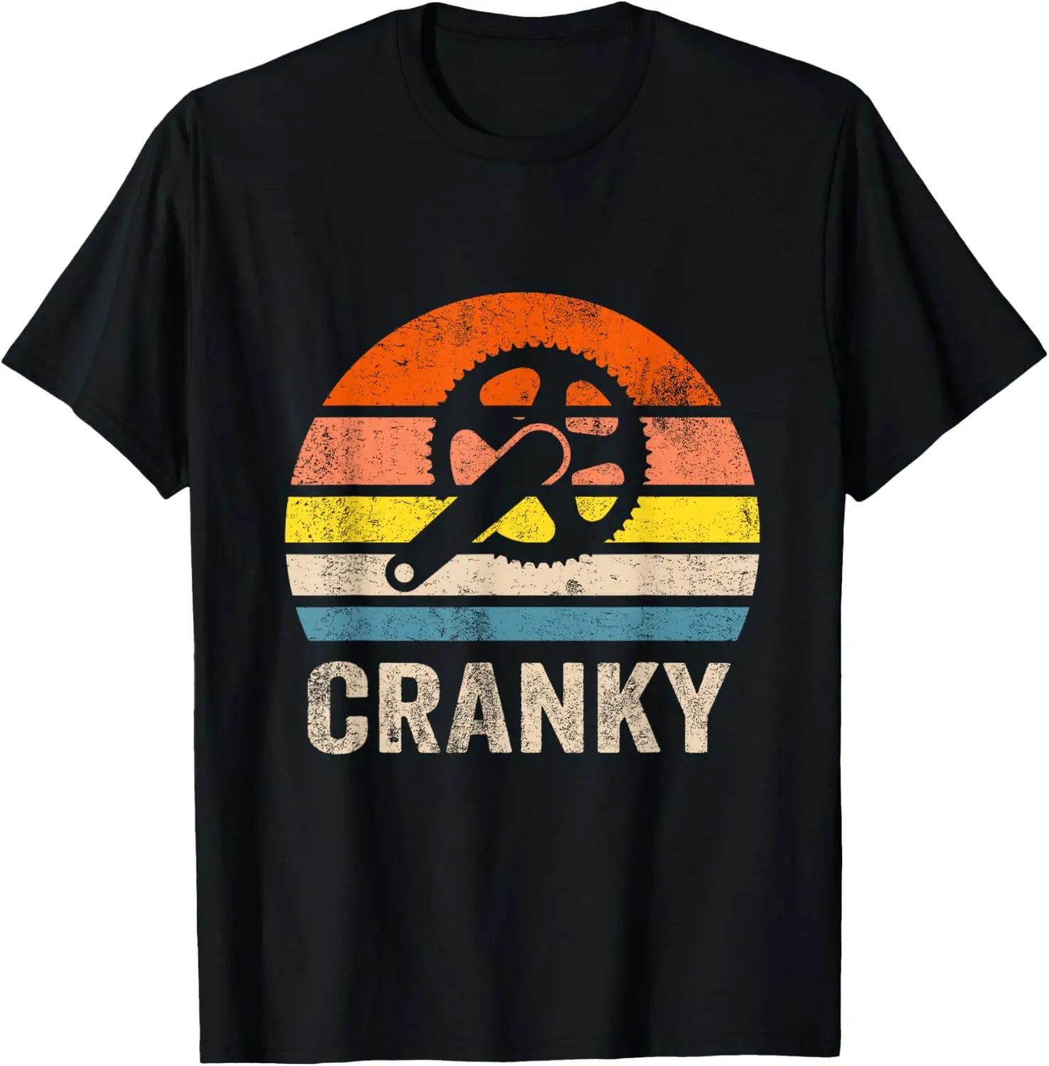 Vintage Sun Funny Bicycle Lovers Cycling Cranky T-Shirt Small 100% Cotton Trendy Y2K Short-Sleeve Tee-Soft, Quick-Drying,