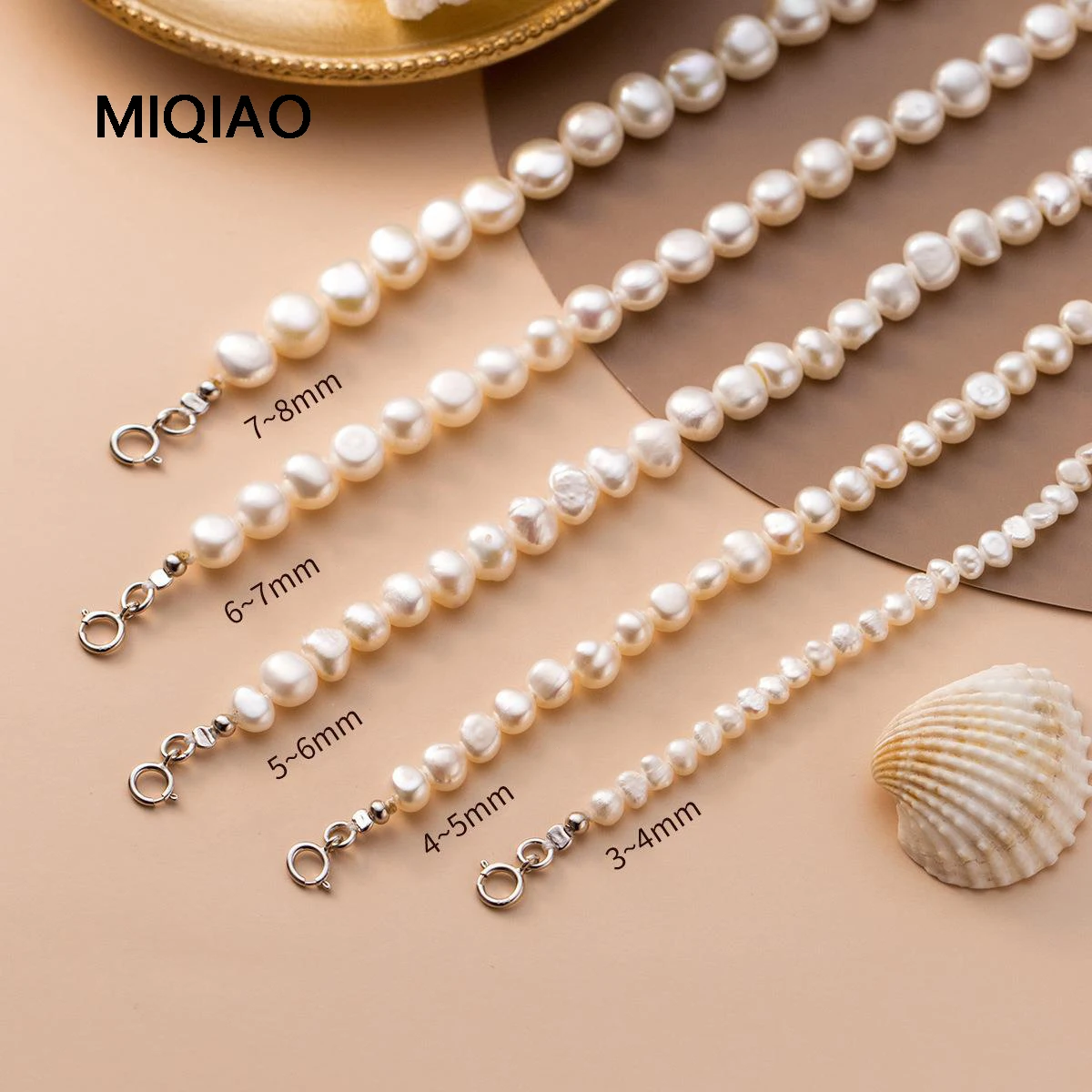 

MIQIAO Pearl Necklace 925 Sterling Silver Clavicle Chains Elegant Jewelry For Women Choker Birthday Present Women's Neck Chain