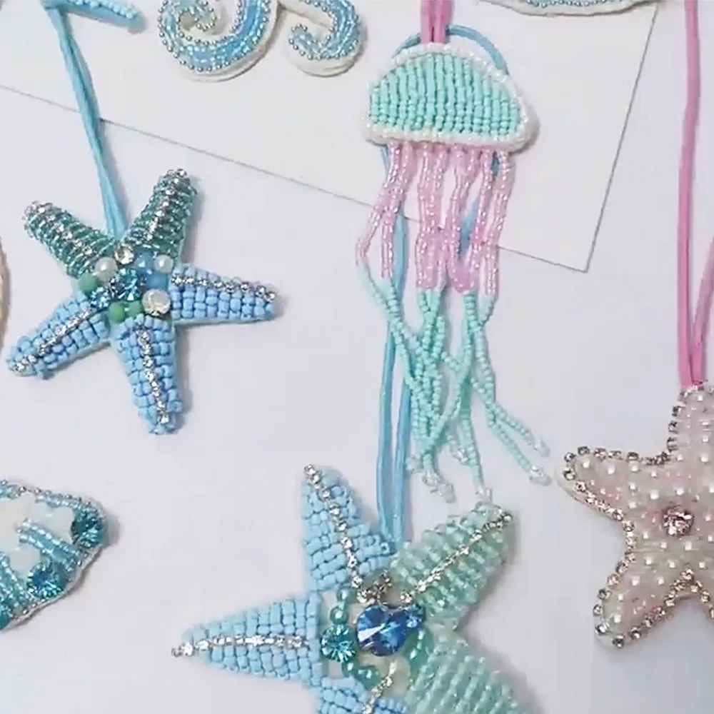 5-10cm Rhinestone Patch Starfish Pendant Sea Horse Patch For Bag Decoration Accessories Personalized Gifts Clothing Applique
