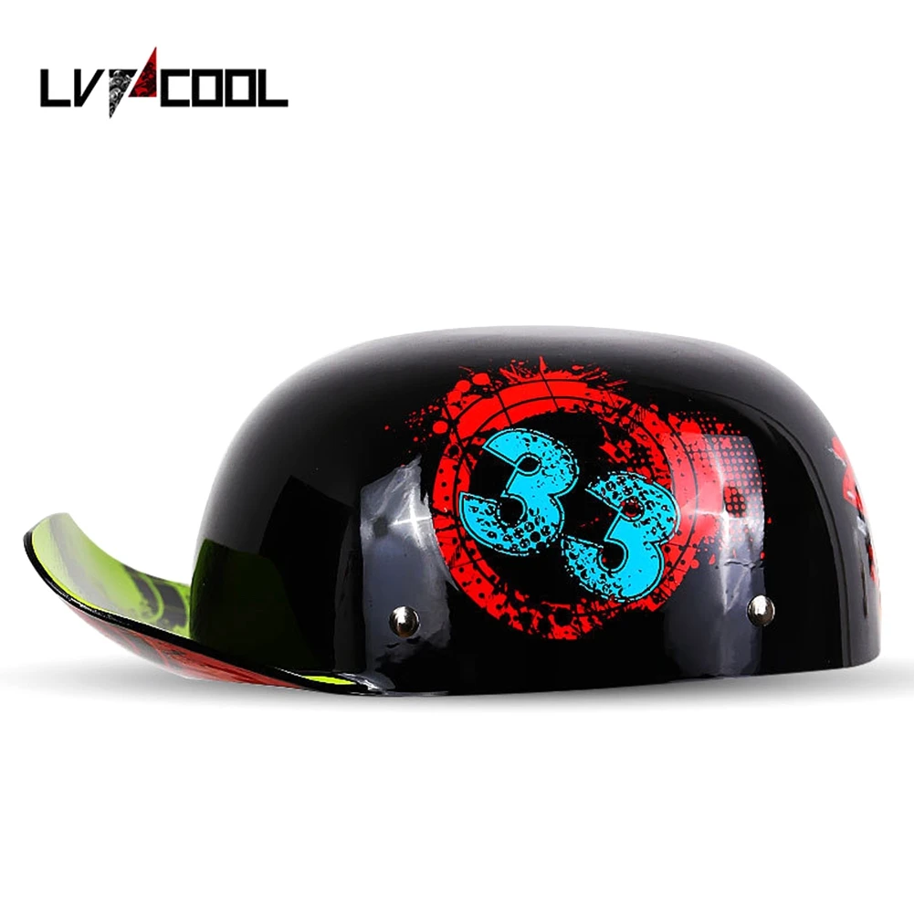 LVCOOL 2023 Baseball Cap Helmet Motorcycle Helmets Summer Open Face Scooter for Cruiser Chopper Gangster Men Women H Type-L