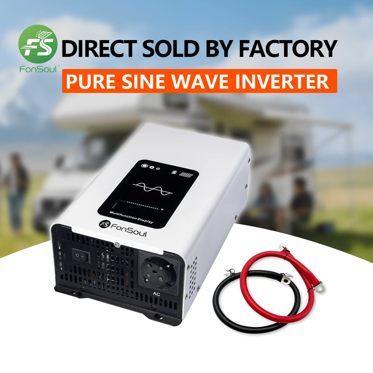 

Fonsoul 800W Pure Sine Wave High Frequency Inverter 12V to 220V 50Hz High Conversion Efficiency Universal Power Adapter Vehi