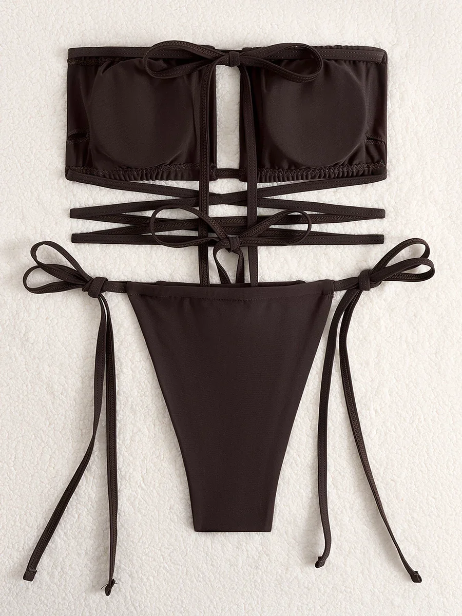 Bikini de leopardo Sexy 2025, traje de baño con cordón para mujer, traje de baño brasileño para mujer, bañadores sólidos, traje de baño, ropa de playa