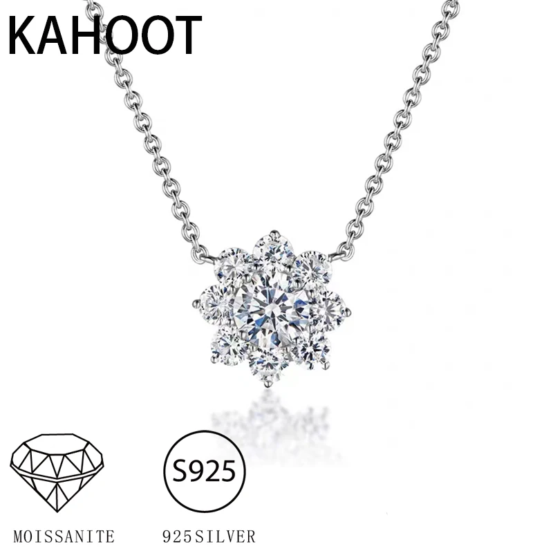 925 Sterling Silver 1 Carat Moissanite Sunflower Necklace Fashionable Design High-End Temperament Birthday Gift For Men Or Women