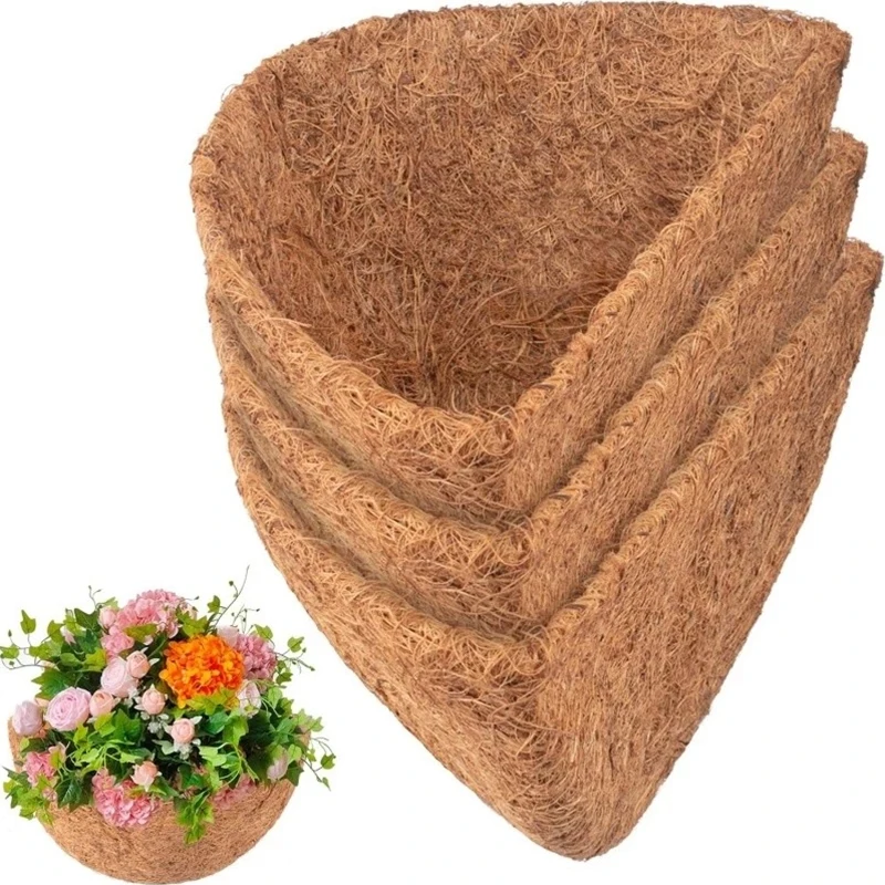 

3PCS Hanging Basket Coconut Mat Coco Liner Coconut Fiber Replacement Flower Basket For Home Gardening supplies Wedding Decor