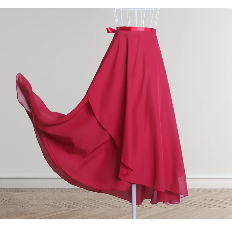 Chiffon Ballett Tutu Tanz Rock Tanz Skate Wrap Schal Gymnastik Ballerina Lyrical Lange Ballett Rock Frauen Ballett Tanz Kleid – Detail 7