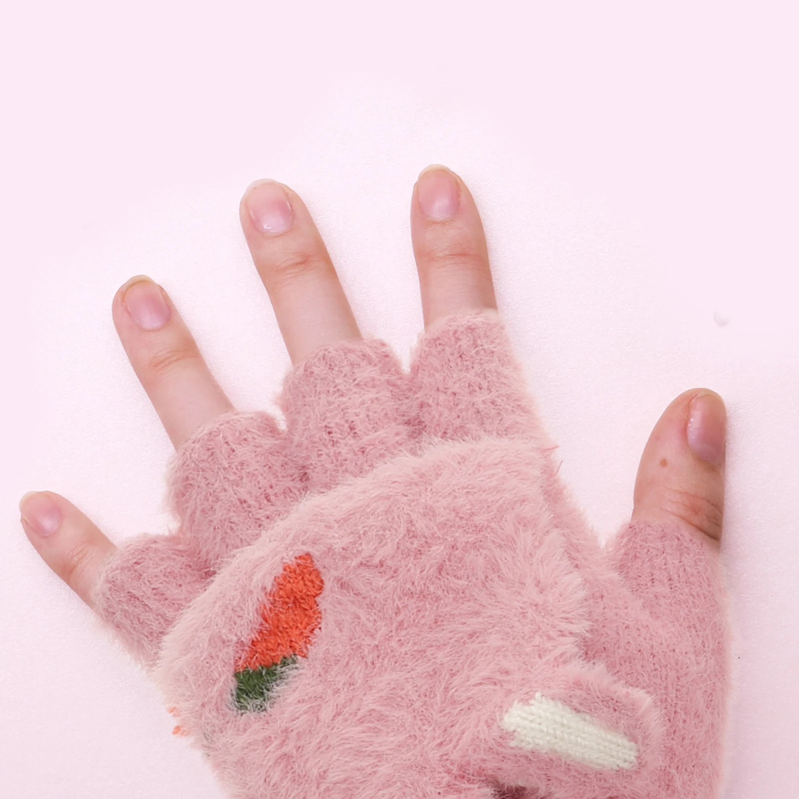 

Winter Gloves Keeping Fingerless Cover Cartoon Half Fingerless Cover Finger Warm Keeping Glove Cycling Glove