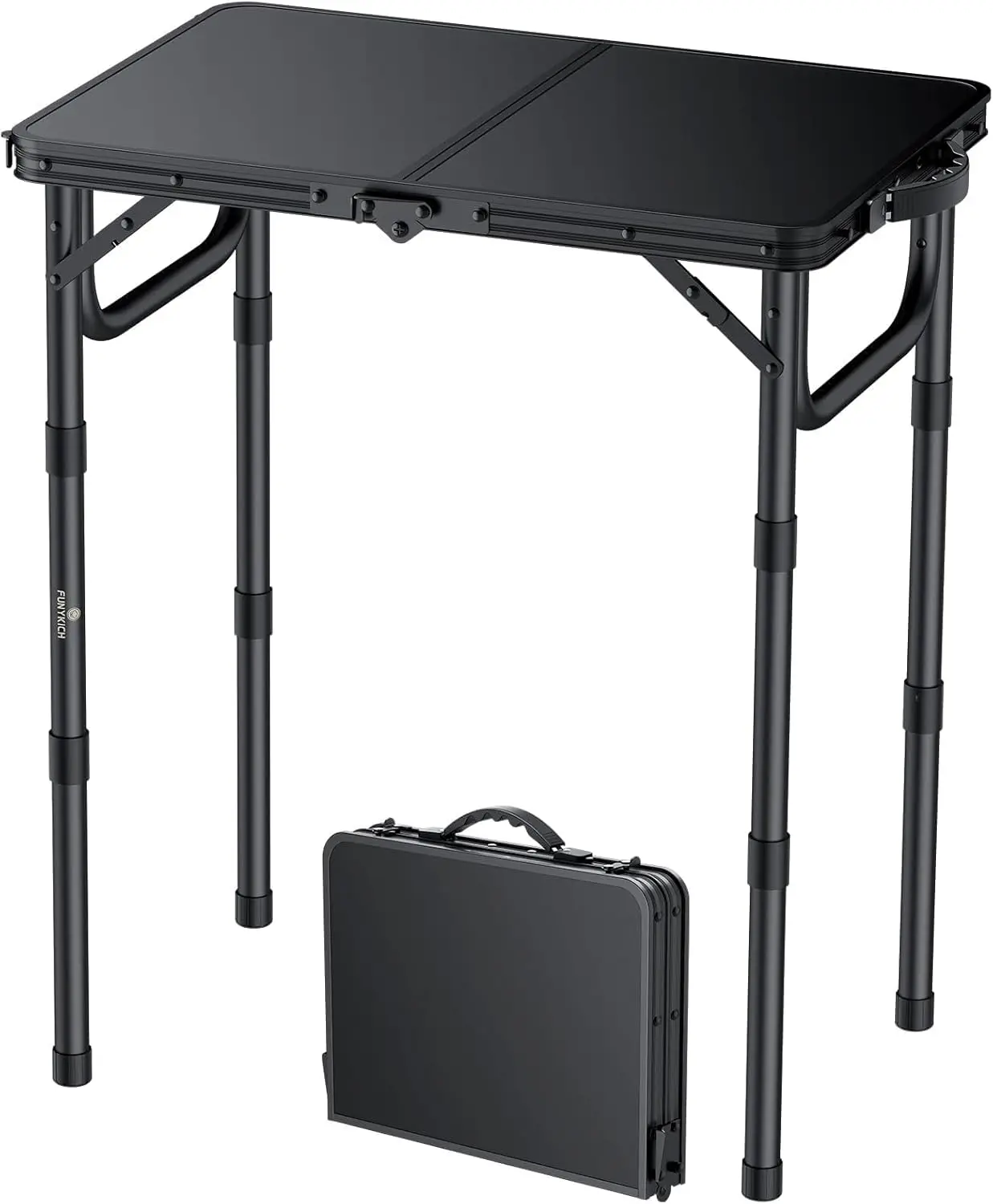 

Compact Folding Camping Table, 3 Height Adjustable, Lightweight Aluminum for Outdoor Use