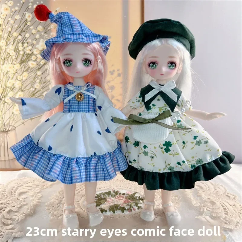BJD-Puppe, Kinderspielzeug, weibliches Geschenk, Douyin, gleicher Stil, das zweite Dimension Element, 23 cm, Comic-Gesicht, Sternenhimmel, Augenpuppe, 7 Punkte