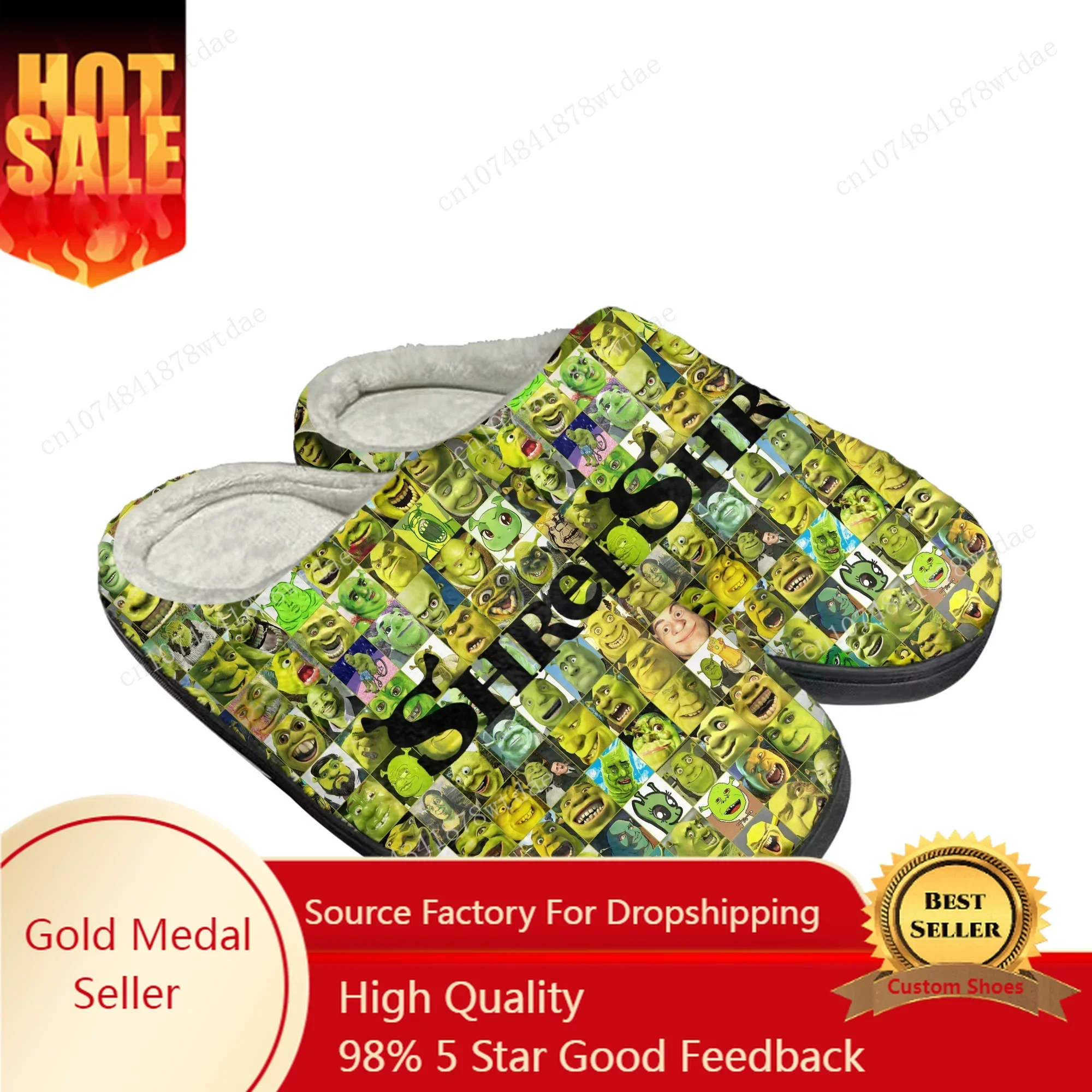 S-Shrek Home Cotton Slippers Mens Womens Plush Bedroom Casual Keep Warm Shoes Anime Cartoon Comics Manga Thermal Indoor Slipper