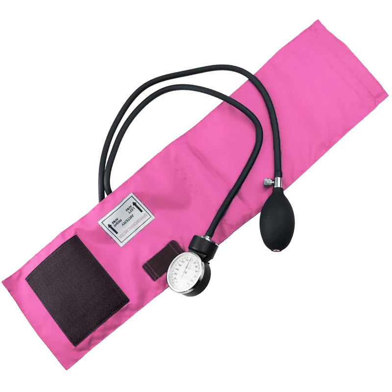 Pink Medical Health Blood Pressure Monitor BP Cuff Manometer Arm Aneroid Sphygmomanometer Gauge Meter Tool with Cute Stethoscope