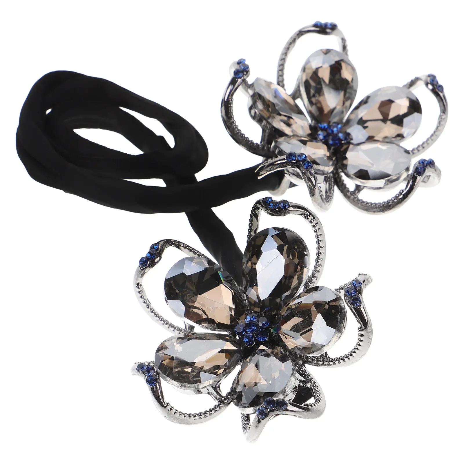 

Handcrafted Crystal Flower Bun Maker Rhinestone Hair Accessory Lazy Hair Curler Hairstyle Shaper for Buns Updos