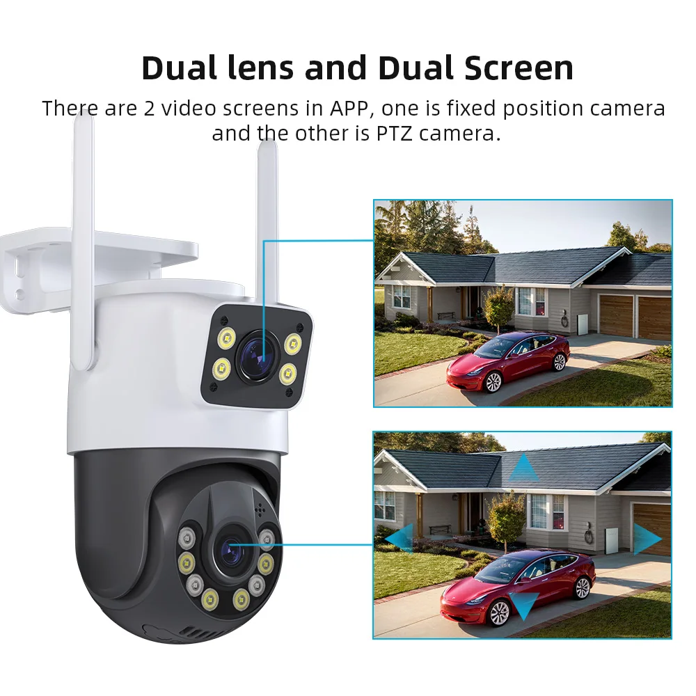 Dual Screen 8MP WIFI Wireless Camera Outdoor Waterproof Security Camera Surveillance Camera AI Mobile Tracking