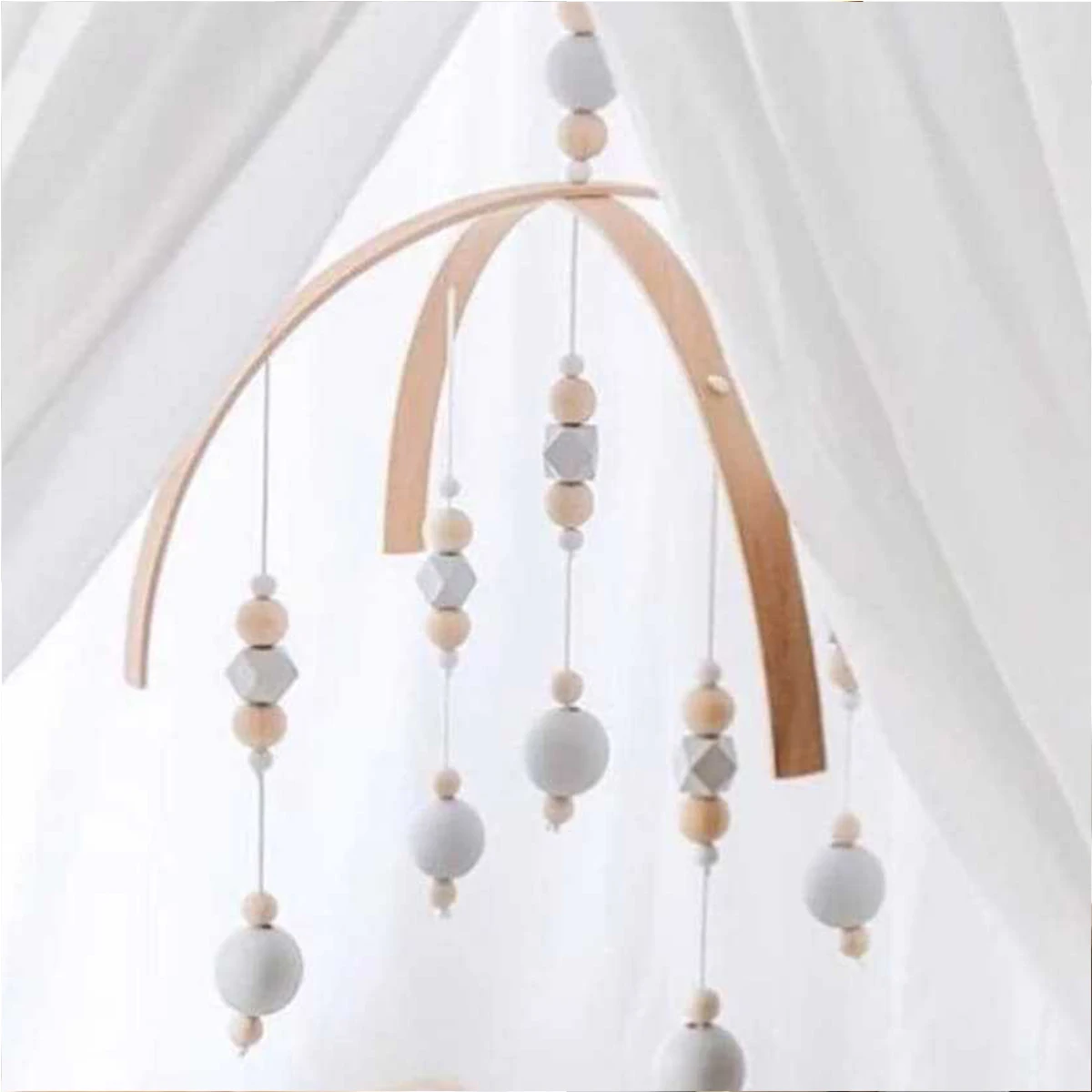 1 Set Baby Mobile Bed Bell Hanger Baby Wooden Mobile Crib Hanger Frame DIY Toy Holder Accessories Crafts Frame Newborn Gifts