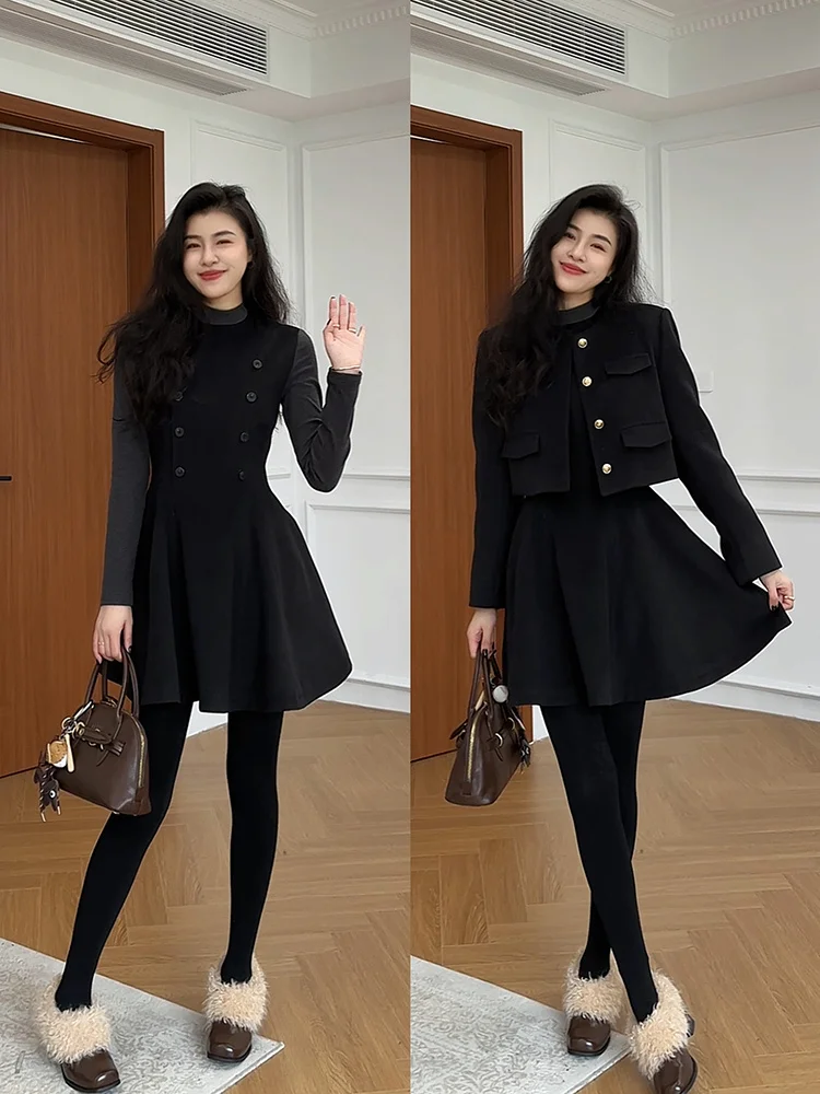 

Комплект женской одежды Zhang a Xing Berlin Estate: винтажный шерстяной пуховый жакет и брюки контрастных цветов, осенне-зимний