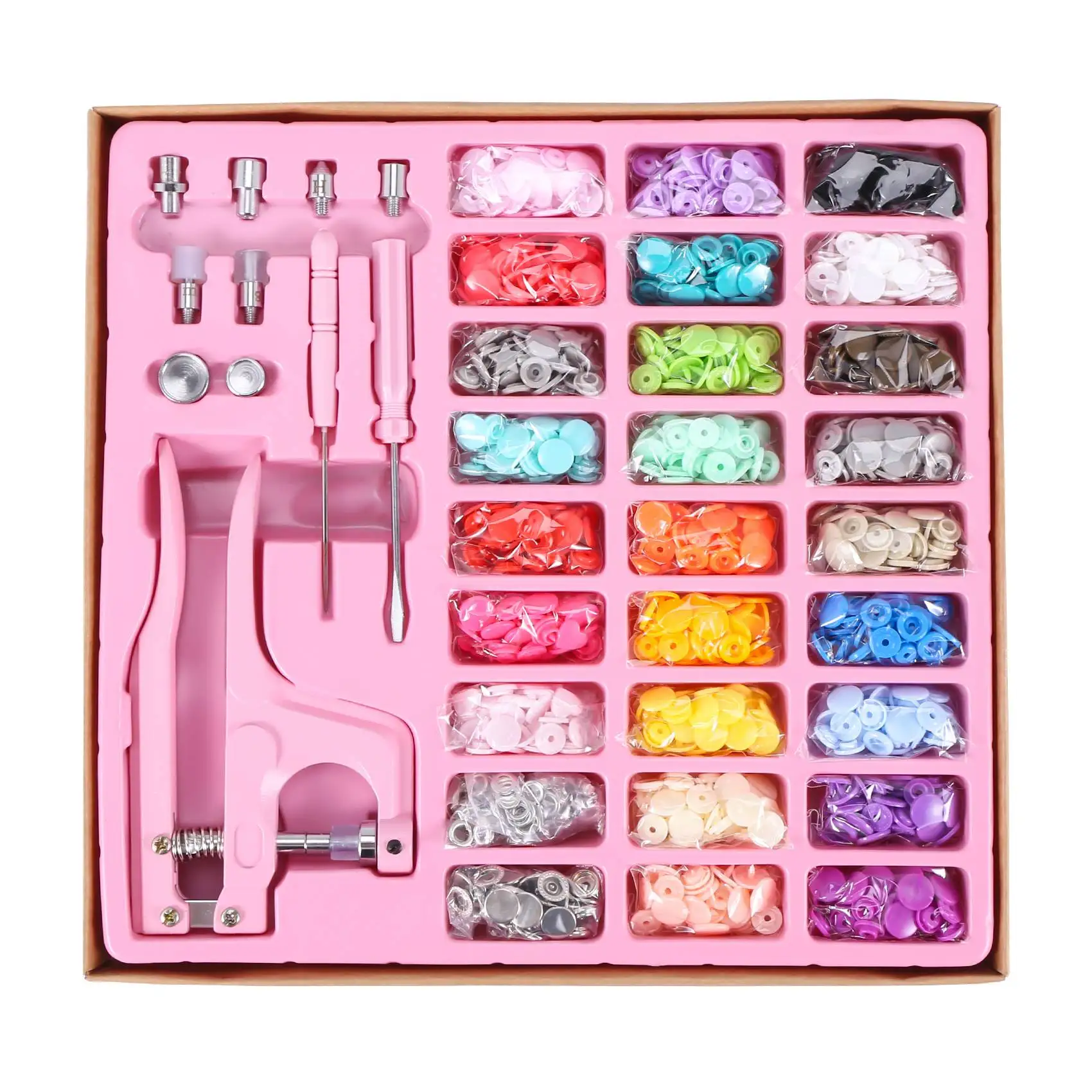 AOA-Snaps Fasteners Kit, Snap Buttons T5 with Installment Tool Kit Colorful Plastic Snaps for Sewing Clothing Crafting