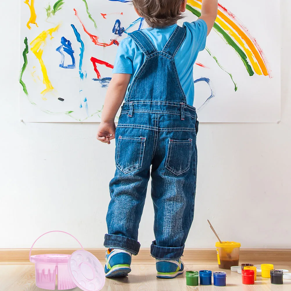 

2pcs Brush Pen Cleaner For Artists Painting Accessory 3 In 1 Paint With Holder Grids Plastic Washing Basin