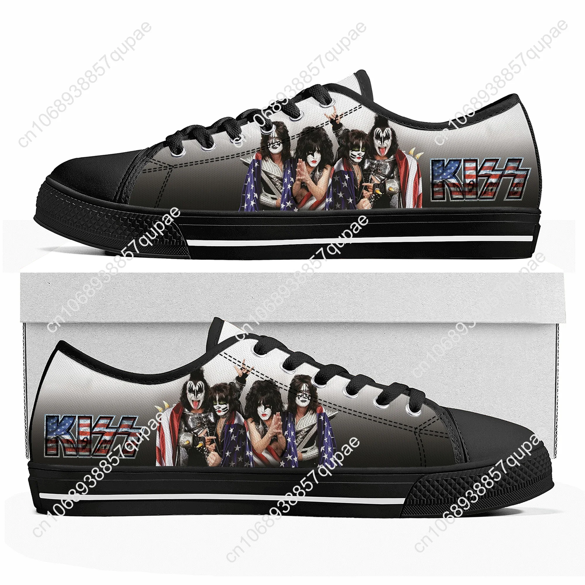 Heavy Metal Kiss Rock Band-Zapatillas de deporte de alta calidad para hombre y mujer, zapatos informales de lona, calzado personalizado para parejas