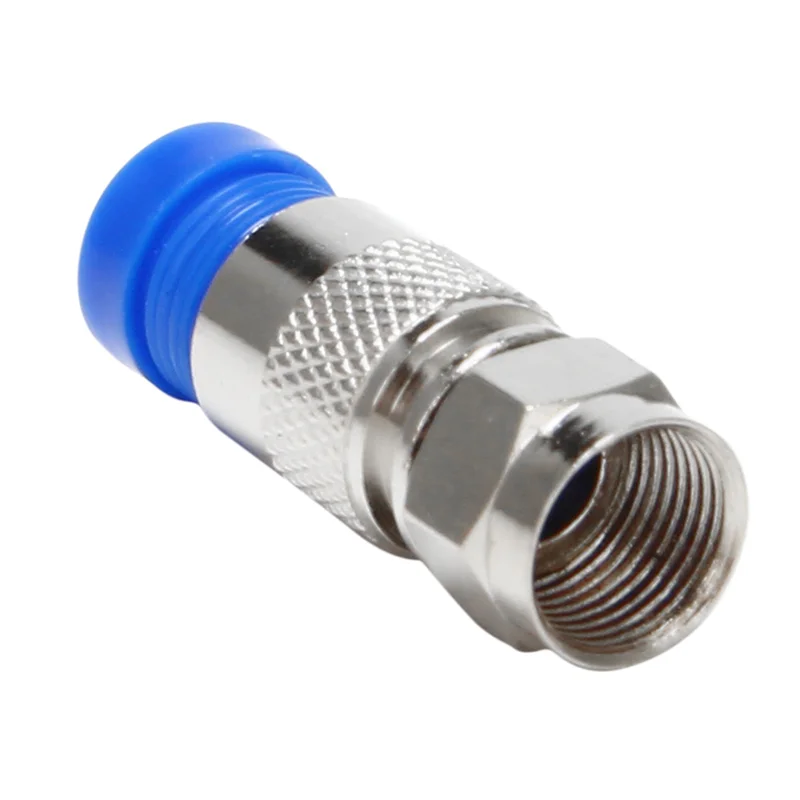 Flash Trend Rg6 F Type Connector Coax Coaxial Compression Fitting 60 Pack (أزرق)