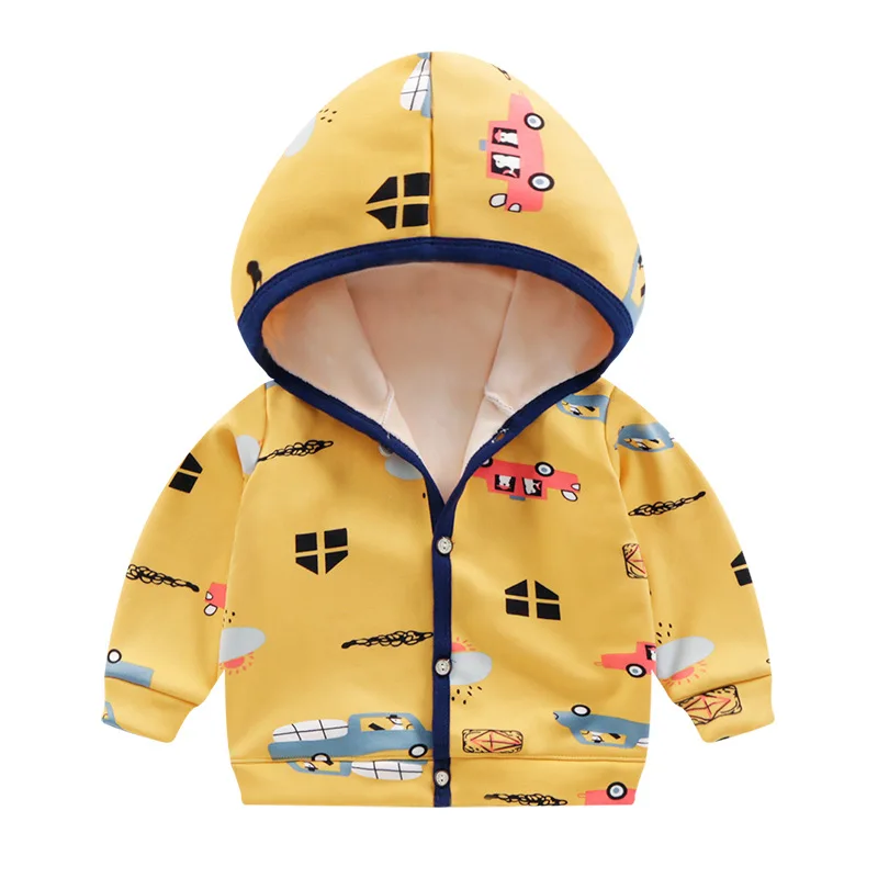 Children\'s New Fall And Winter Boys And Girls Padded And Thickened Cartoon Jacket Baby Infant Hooded Sweater Cardigan Jacket