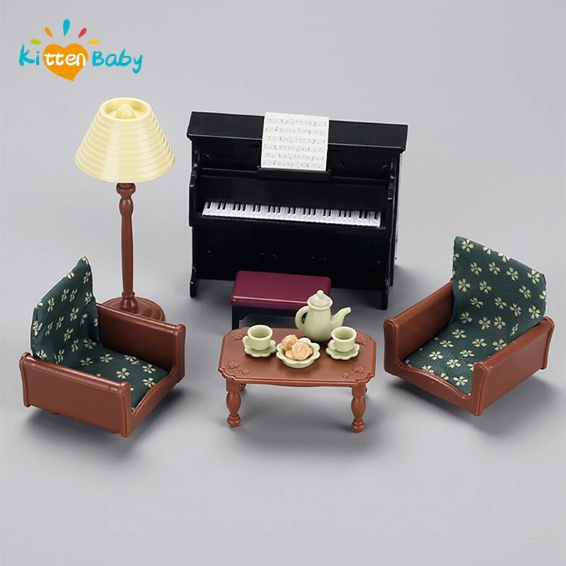 1:12 Mini Simulated Piano Sofa Living Room Miniature Scene Dollhouse European Furniture Decorative Doll House Accessories Model