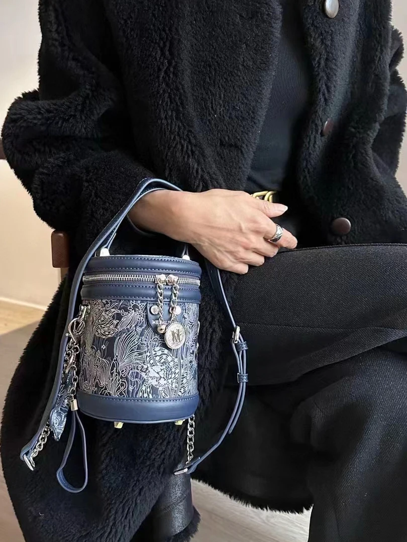 

Trendy Bucket Bag Design Luxury National Trend Women's Handbag Crossbody Spring Summer New Style Versatile Soft Leather Bag