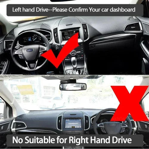 Imagen 2 del producto Cubierta para salpicadero de coche, alfombrilla para Panel de instrumentos, alfombras para Ford EDGE 2015 2016 2017 2018 2019 2020 Endura