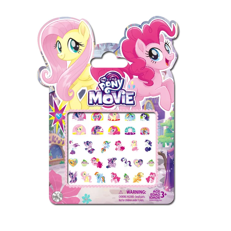 My Little Pony Adesivos de unhas para meninas, Pacote de PVC, Adesivo 3D infantil, Rainbow Dash, Twilight Sparkle, Presentes de brinquedos,