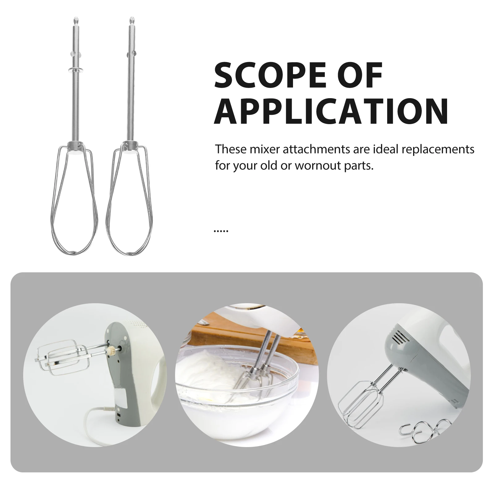 

2pcs Stainless Steel Whisk Attachments Semi-automatic Egg Beater Electric Mixer Replacement Egg Beater Parts Kitchen Accessories