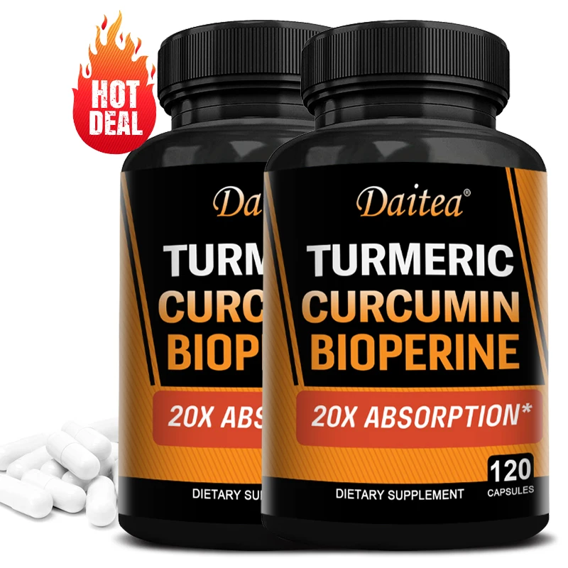 

Капсулы с куркумином 2500 мг, 95% куркуминовидных фенолов и BioPerine, для поддержки суставов, антиоксидант, для пищеварения и иммунитета