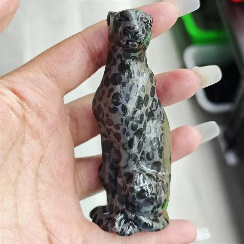 

Natural Leopard Print Stone Cheetah Carving Crystal Love Healing Fengshui Stone Home Decoration Holiday Gift 1PCS