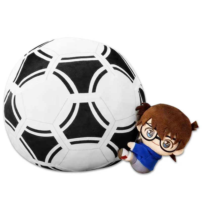 New Cute Japan Anime Detective Conan Case Closed Edogawa Conan With Football Plush Stuffed Doll Toy 35*22cm Kids Gifts