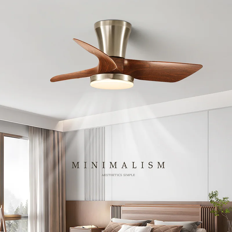 

Nordic bedroom fan ceiling light low floor intelligent variable frequency silent integrated minimalist restaurant fan light 2025