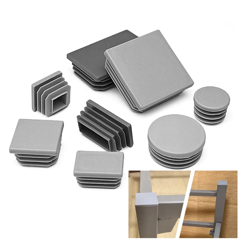 

Grey Round Square Plastic End Caps for Steel Tube, Furniture Legs, Chair Feet, Dust Proof Plug, Pipe Hole Cover, Multiple Sizes