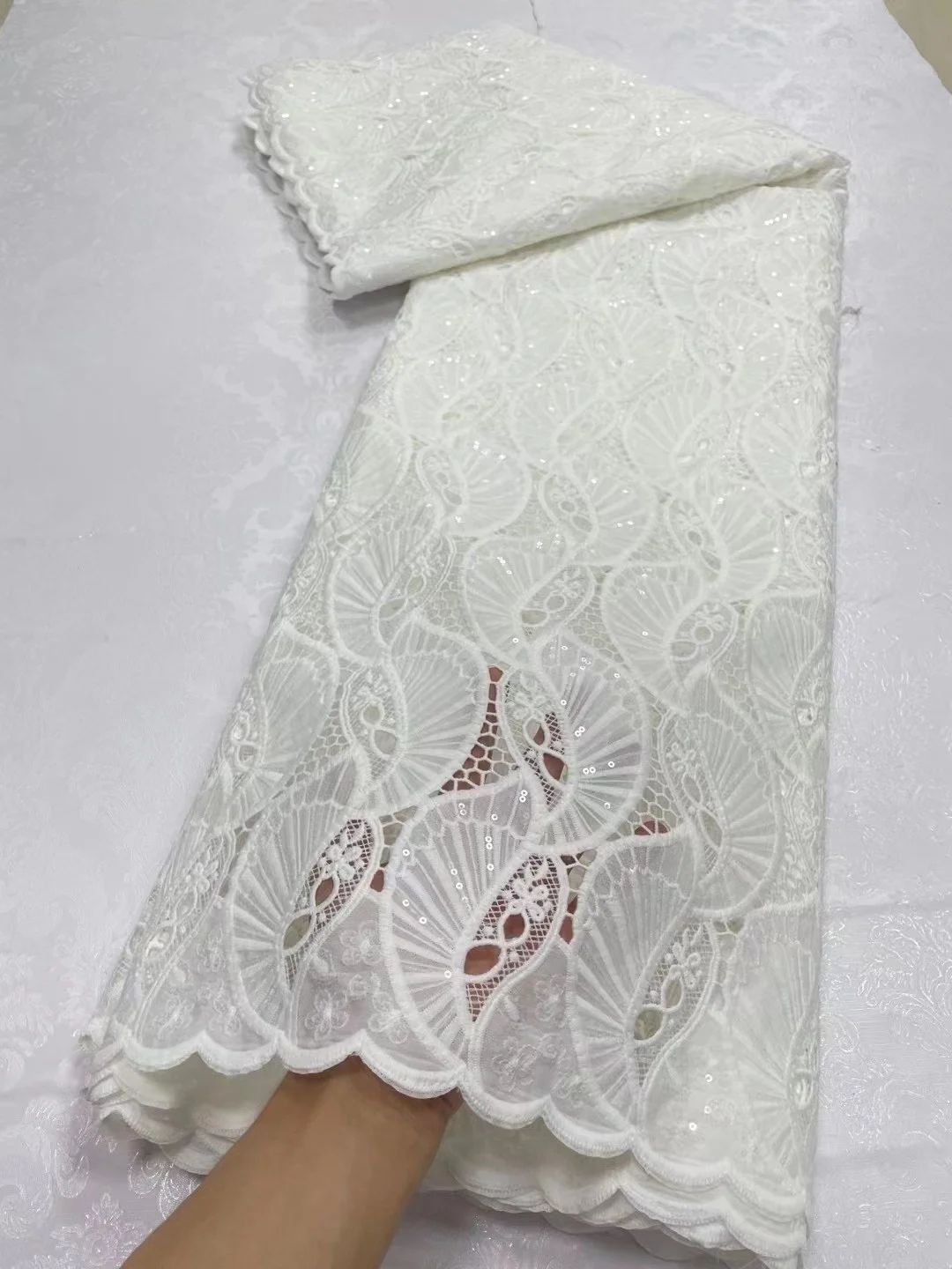 

Нигерийский шнур, вышитая ткань для Φ 2024, многоцветная африканская Водорастворимая кружевная ткань с камнями, высокое качество, 5 ярдов