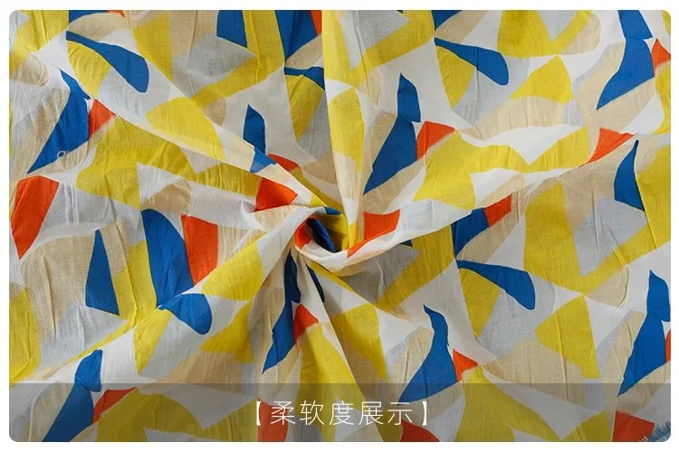 

1yard Geometric mix and match pattern Print tissu Cotton salt shrinkage fabric dress shirt bag cheongsam fabric for clothing