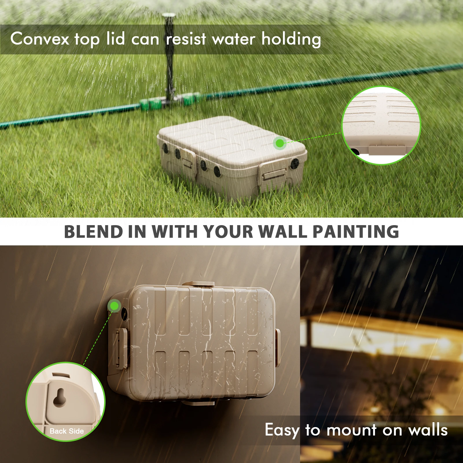 صندوق توصيل مانع لتسرب الماء صندوق كهربائي خارجي مقاوم للماء IP54 غطاء سلك تمديد مقاوم للماء لمخرج الطاقة/القابس/المقبس #2