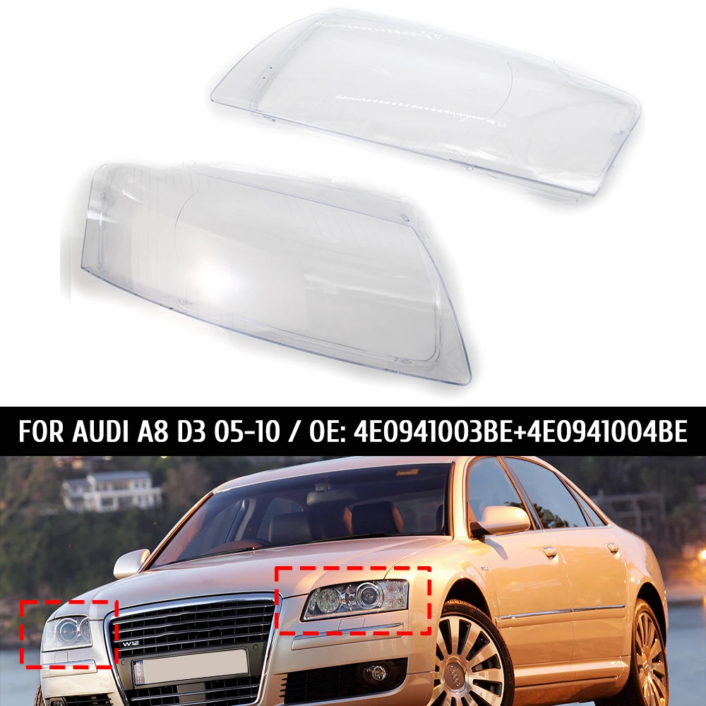 2pcs Waterproof Car Front Headlight Cover For 2005-2010 Audi A8 D3  4E0941003BE/4E0941004BE