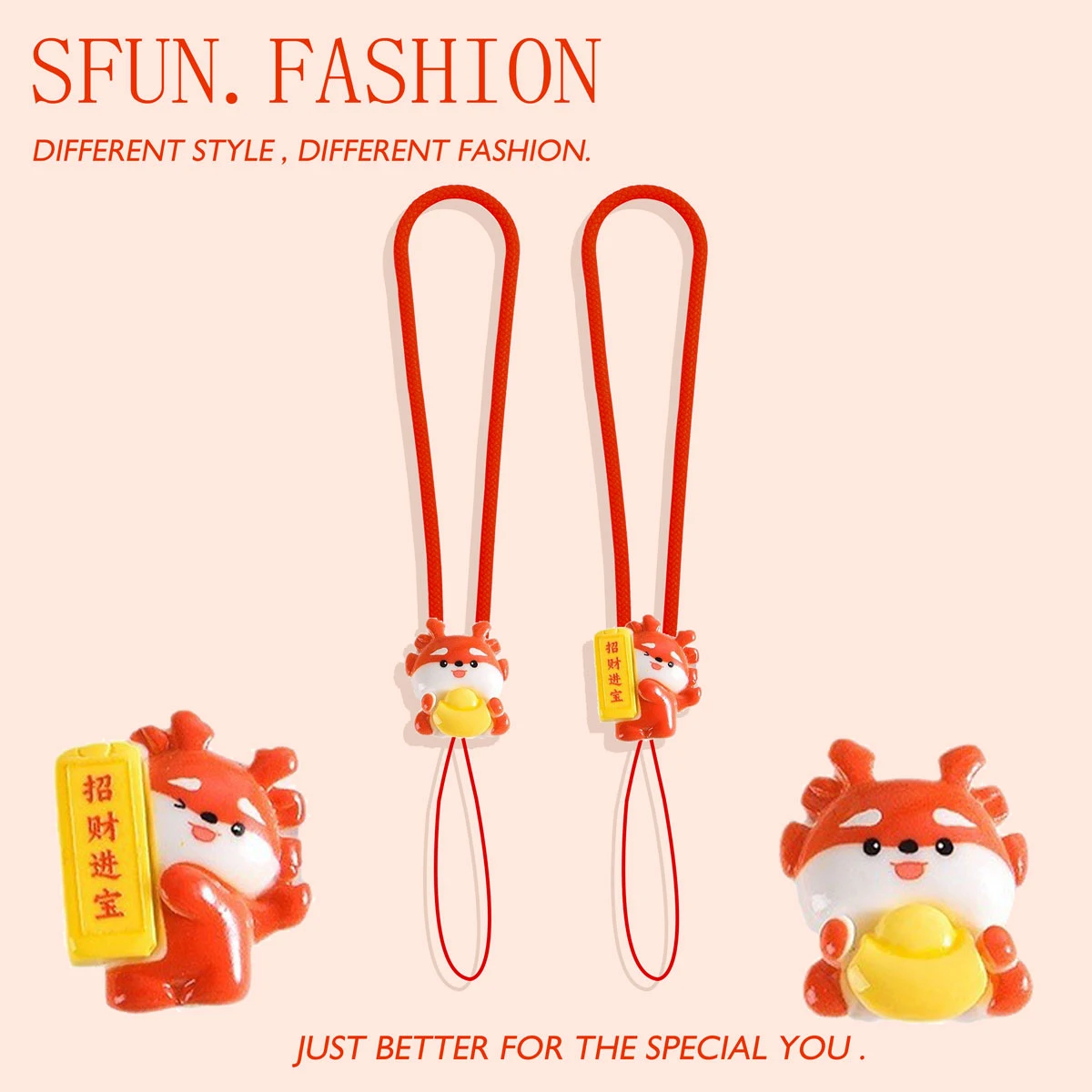 Phone Case Hanging Rope CCD Camera Silicone Wrist Strap Keychain U-disk Earphone Chain Pendant Chinese Traditional style Dragon