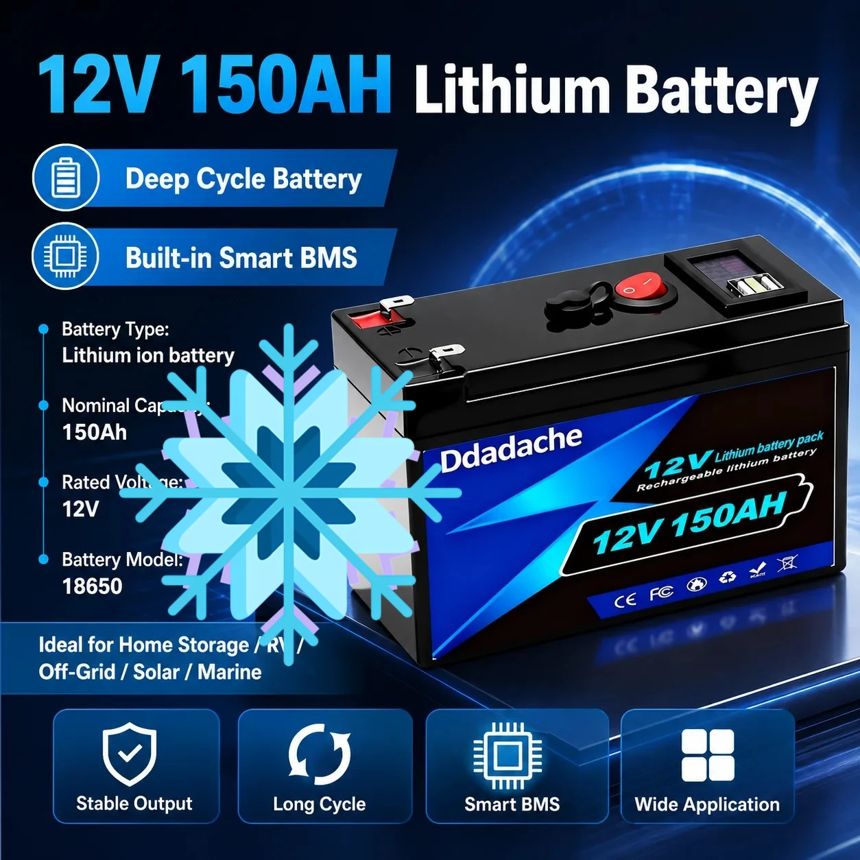 AliExpress SUTENAI 12V 150Ah 18650 Battery, Deep Cycle Lithium with Built-in BMS for RV Solar Off-Grid Marine Home Storage, 4000+ Cycles