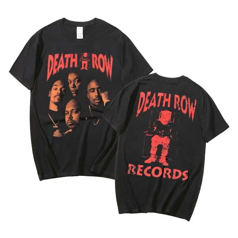 Death Row Records Double Sided Graphic Tshirt Men Women Hip Hop Style T-shirt Man Retro T Shirts Rapper Men\'s Fashion Streetwear