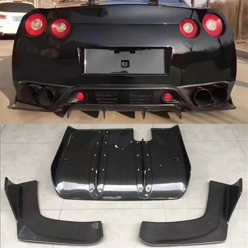 

For GTR R35 2008-2021 ReaI Carbon Fiber Bumper Rear Lip Diffuser Baojiao Spoiler Kit