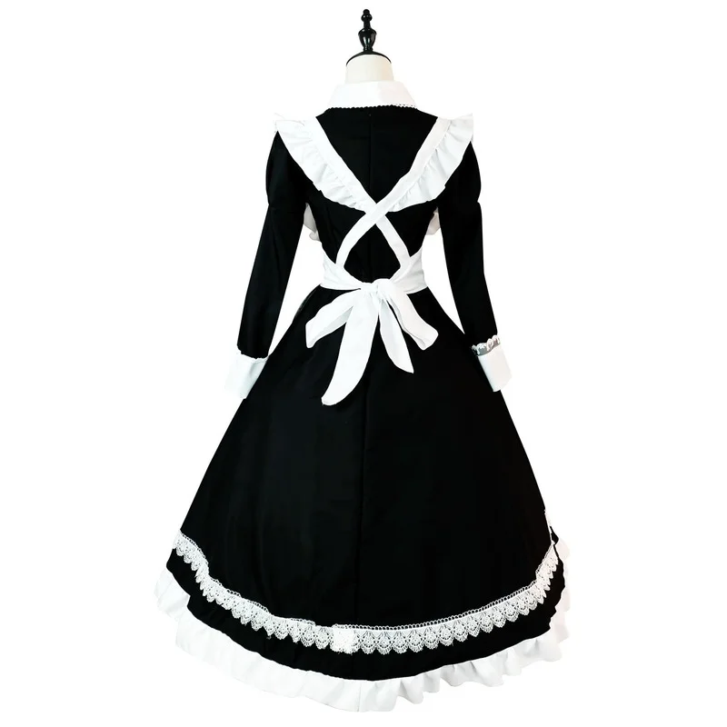 Fato de empregada Lolita para dramatização, aristocrático britânico, vestido de manga comprida, plus size, roupas pretas e brancas, lingerie anime, roupas de festa