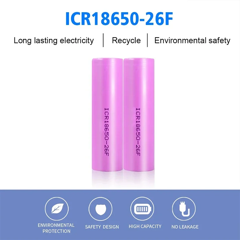 New Original ICR18650 3.7V ICR18650 For Samsung 18650 26F Batteries Rechargeable Li-ion Battery 2600mAh For Flashlight use