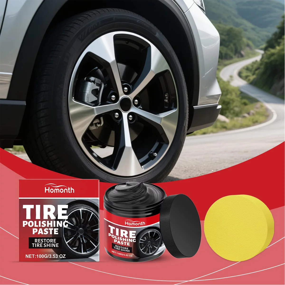 Car Tire Shine Restorer Polishing Compound Long-Lasting Waterproof UV Protection Quick-Drying Non-Stick Formula for Tires